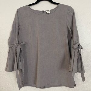 Micro Gingham Bell Sleeve Blouse